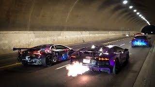 Racing the Two Craziest Lamborghinis in LA MASSIVE FLAMES [upl. by Chung]