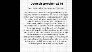 Deutsch sprechen a2 b1 Thema Umweltschutz Environmental Protection [upl. by Partan764]