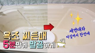 SUB 욕조 찌든때 5분만에 완벽하게 제거하는법  타일과 세면대 욕조 욕실청소  Perfect percarbonate soda bathtube cleaning [upl. by Lepine]