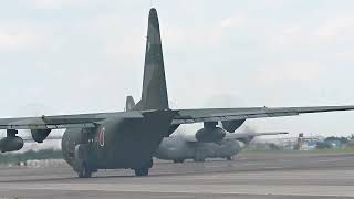 Japan Air SelfDefense Force Celebrates 70 Years of the C130 with Flyover at Yokota [upl. by Zarihs]