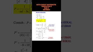 NOTA PADAT MATRIKS MATEMATIK TINGKATAN 5 cikguhasifaheking spm matrix matematik nota shorts [upl. by Ruperto]