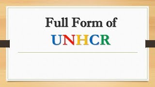 Full Form of UNHCR  Did You Know [upl. by Benoit123]