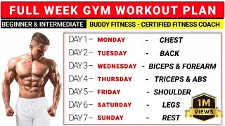 Full Week Gym Workout Plan  Gym Workout Plan  BuddyFitness [upl. by Sanderson]