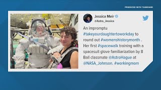 Maine astronaut Jessica Meir brings her daughter to work [upl. by Eiclehc420]