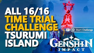 All Tsurumi island Time Trial Challenge Genshin Impact [upl. by Chrissa]