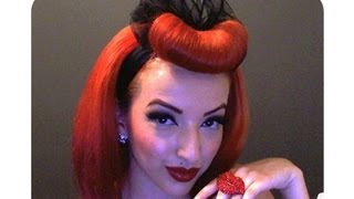 Faux Bangs Vintage Pinup Hair Tutorial UPDATED [upl. by Weinstein169]