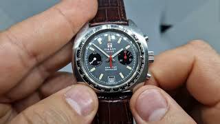 Tissot Seastar Navigator vintage chronograph watch cal Valjoux 7734 working [upl. by Naoma]