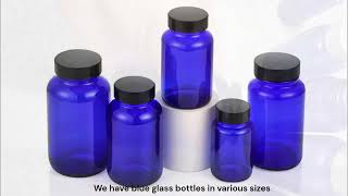 Wide mouth cobalt blue glass bottle [upl. by Gridley865]