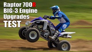 Yamaha Raptor 700R Big 3 Engine Upgrades Barkers Exhaust Fuel Customs Intake and Dynojet PC5 Test [upl. by Iba]