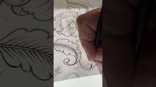 Painting outlines for a floral pattern using ink and a finepointed brush [upl. by Somerville232]