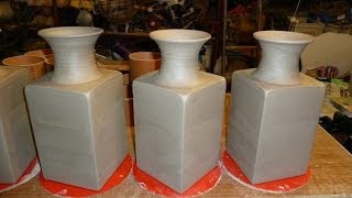 Making a Square Pottery Vase with a round top [upl. by Gibbie]