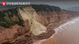 Cottage left teetering on the brink of 400ft drop after Jurassic Coast cliff fall [upl. by Frederick]