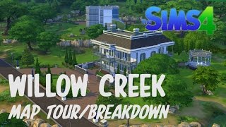 The Sims 4  Willow Creek Map TourBreakdown [upl. by Dodge]