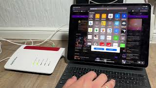 AVM FRITZBox 5530 Fiber Glasfasermodem anmelden und einrichten mit iPad Pro Tablet Anleitung [upl. by Nyrahtak]