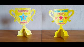 DIY Fête des pères  Fabriquer une coupe Super Papa  Activité Créative Enfant [upl. by Anelleh411]