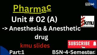 Anesthesia amp Anesthetic drug UNIT02 part1 SMART STUDY kmu slides  concept [upl. by Giles325]