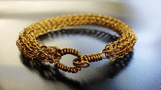 Viking Knit Copper Braclet 維基編織手環 DIY 01weaving 3D structures with wire 用銅線編織精緻的立體結構 在傳說中具有魔力的象徵 [upl. by Acirrej]