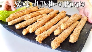 STICK DI POLLO E PATATE al forno senza Olio 🍗VELOCISSIMI E LEGGERI [upl. by Elacim]