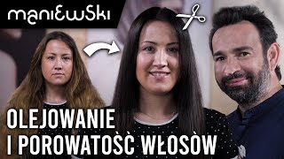 Jak olejować włosy zniszczone po farbowaniu i prostownicy Metamorfoza włosów MACIEJ MANIEWSKI [upl. by Chemash]