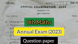 8th Maths Annual exam question paper 2023  8th std annual exam 2023 [upl. by Aiselad]