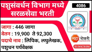 पशुसंवर्धन विभाग मध्ये सरळसेवा भरती  Pashusavardhan Vibhag Bharti 2023  Job Vacancy [upl. by Audras217]