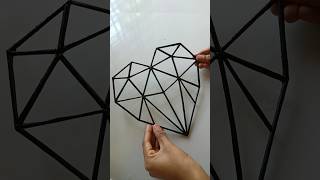 DIY Geometric heart 🖤  art diy youtubeshorts youtube [upl. by Onailerua]