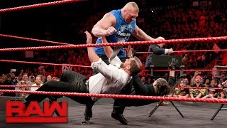 Brock Lesnar wreaks havoc on quotMiz TVquot Raw Aug 7 2017 [upl. by Dnalhsa]