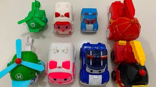 Robot Transformer Car Robocar Poli 4 Characters to form combine Roi Poli Amber Heli Mainan Toys [upl. by Aihsatan]