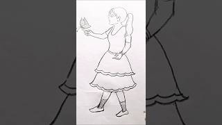 Draw girl fighure।।Girl drawing।।cute girl drawing।। Beautiful girl drawing।।art ytshortsviral [upl. by Ecirtra]