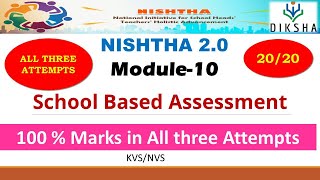 School Based Assessment  Nishtha 20 Module 10 Answer Key  Quiz  KVS  NVS [upl. by Mackenie]