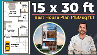 15 x 30 House Plan  15x30 House Design  15x30 Ghar ka Naksha  East Facing House Plan [upl. by Nolek]