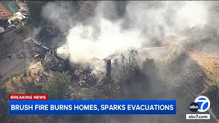 San Bernardino brush fire destroys more than half dozen homes [upl. by Atsejam]