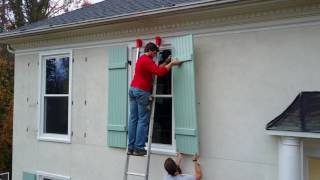 Board and Batten Shutter Install  Palmetto Window Fashions [upl. by Adlitam]