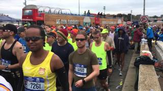 New York City Marathon 2015  The start on the Verrazano Bridge Frank Sinatra [upl. by Grobe]