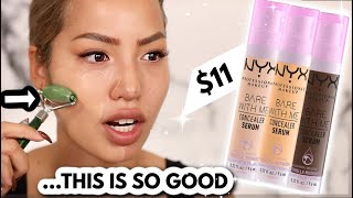 NEW NYX COSMETICS BARE WITH ME CONCEALER  TESTING VIRAL FACE ROLLER HACK [upl. by Arvonio]