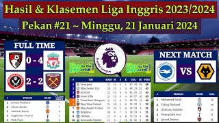 Hasil Liga Inggris Tadi Malam  BOURNEMOUTH vs LIVERPOOL  Klasemen EPL 2024 Pekan 21 [upl. by Zeus]