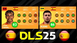 DLS 25  SPAIN PLAYERS RATING PREDICTION [upl. by Mcdermott915]