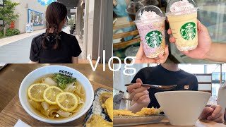 〈vlog〉社会人の日常限定フラペチーノ🍇鞄の中身きしめん🍋自炊etc [upl. by Nirred]