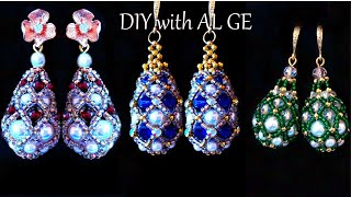 Fabergé Beaded Earrings Tutorial Beads Earrings DIY [upl. by Sesmar]