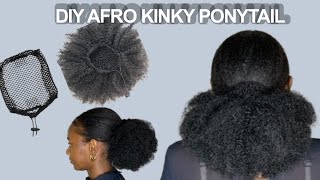 HOW TO DIY DRAWSTRING PONYTAIL DIY AFRO KINKY PONYTAIL afrohair diyhair ponytail naturalhair [upl. by Eusadnilem894]