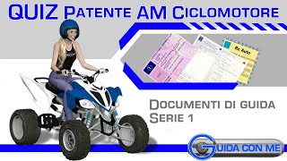 QUIZ Patente AM ciclomotori 50cc minicar  Patente motorino QUIZ argomento Documenti di guida [upl. by Yatnoj]