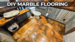 How to Coat over Concrete Floors with Metallic Marble Epoxy  Full DIY Tutorial [upl. by Schilit]