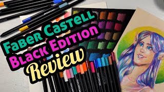 Reviewing Faber Castells Black Edition Colored Pencils  Art Supply Review  Swatching and Drawing [upl. by Ardehs]