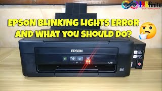 EPSON L210 L220 L350 L360 L365 L380 All Lights Blinking Error and What you should do  INKfinite [upl. by Sidoney]