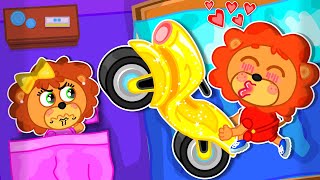 LeonCito  Motocicleta en la cama  Dibujos animados  Video Para Niños [upl. by Suiratnod]