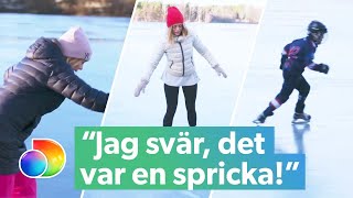 Bianca får panik när isen spricker under quotmysigquot skridskotur  Wahlgrens värld  discovery Sverige [upl. by Mallina]