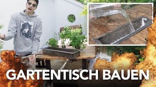 Gartenmöbel bauen  Tisch  Bank selber bauen  Heimwerkerking Fynn Kliemann [upl. by Ynagoham52]