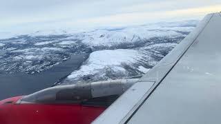 Flying from Oslo to Tromsø Stunning Mountain Views amp Arctic Landscapes [upl. by Enymsaj]