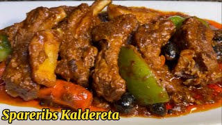 Spareribs Kaldereta recipe  Filipino style  spareribs stew spareribs [upl. by Herzel]