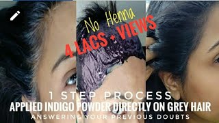 1 STEP PROCESS  Applied Indigo Powder Directly On Grey Hair  No Henna  Grey into Natural Black [upl. by Gaylord]